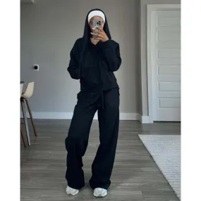 2025 New Women's Zipper Hoodie with Hooded Sweatshirt and Jogger Set, Two-Piece Sports Casual Outfit
