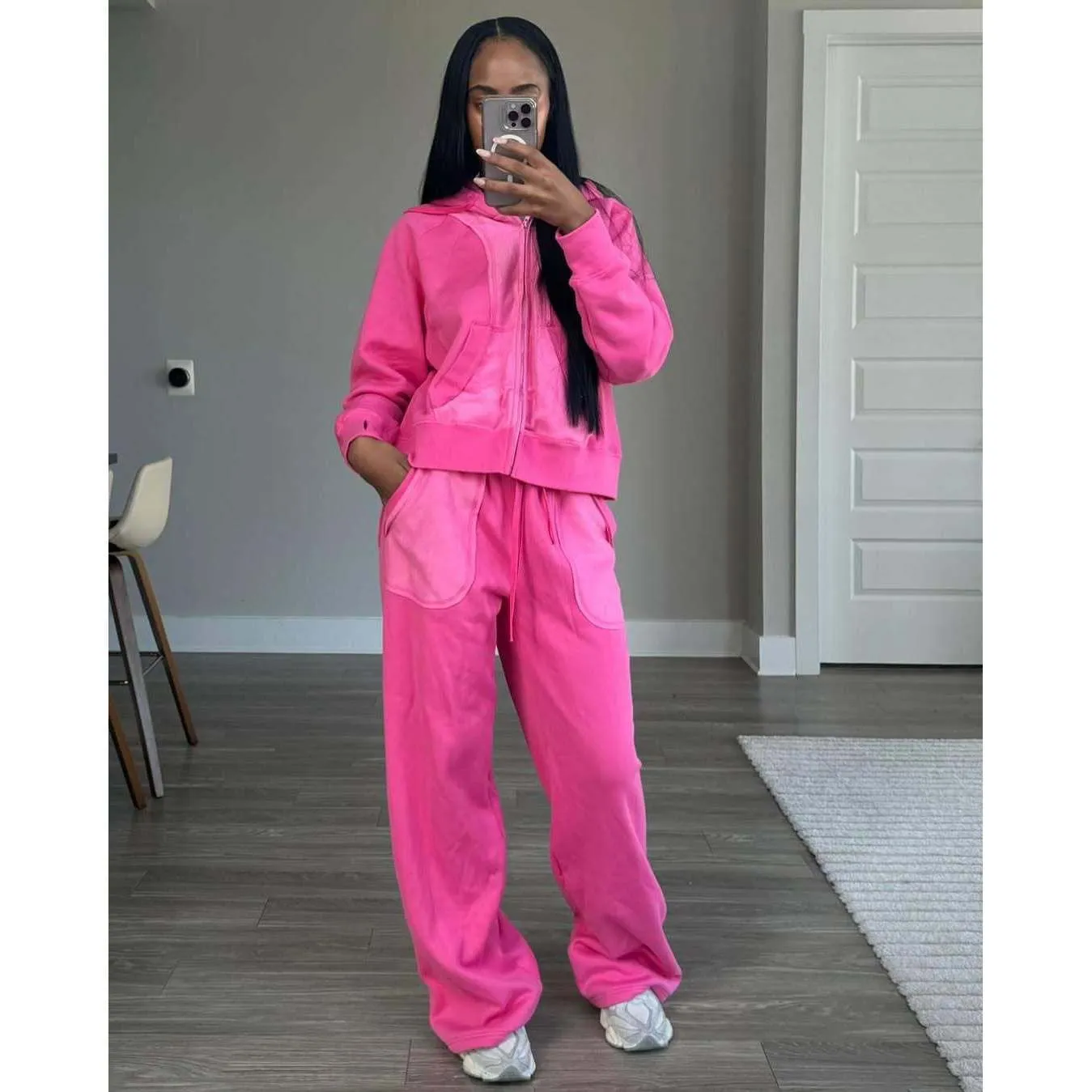 2025 New Women's Zipper Hoodie with Hooded Sweatshirt and Jogger Set, Two-Piece Sports Casual Outfit