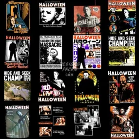 25 Halloween Horror Movie Designs Bundle PNG