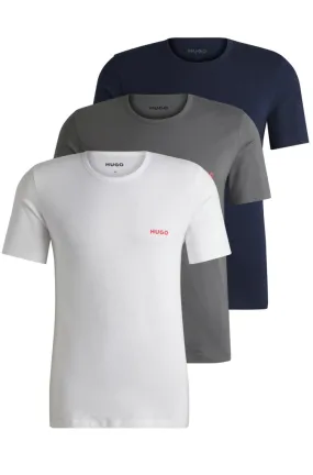 3-Pack Regular Fit Cotton T-Shirts, Black/Grey/White