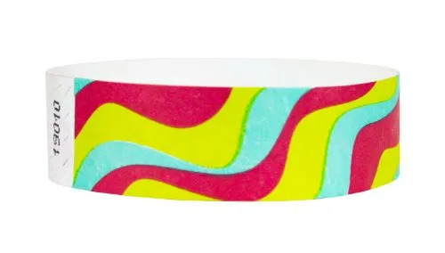 3/4" Tyvek® Wristbands - Groovy Stripes