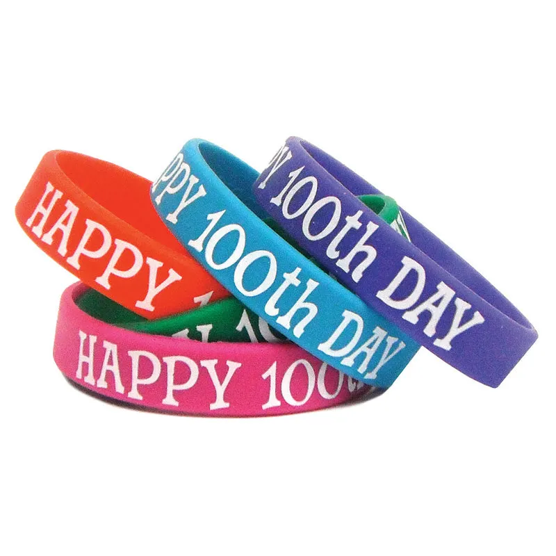 #37730 HAPPY 100TH DAY WRISTBANDS 10/PK