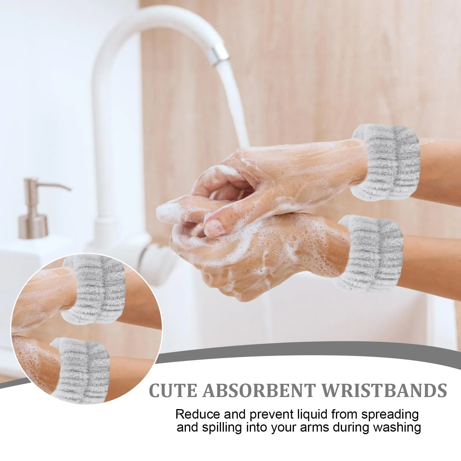 ACO-UINT 6Pcs Spa Headbands and Wrist Bands Set, Skincare Terry Cloth Makeup Headbands, Face Wash Sponge Headbands, Hair Bands for Face Washing