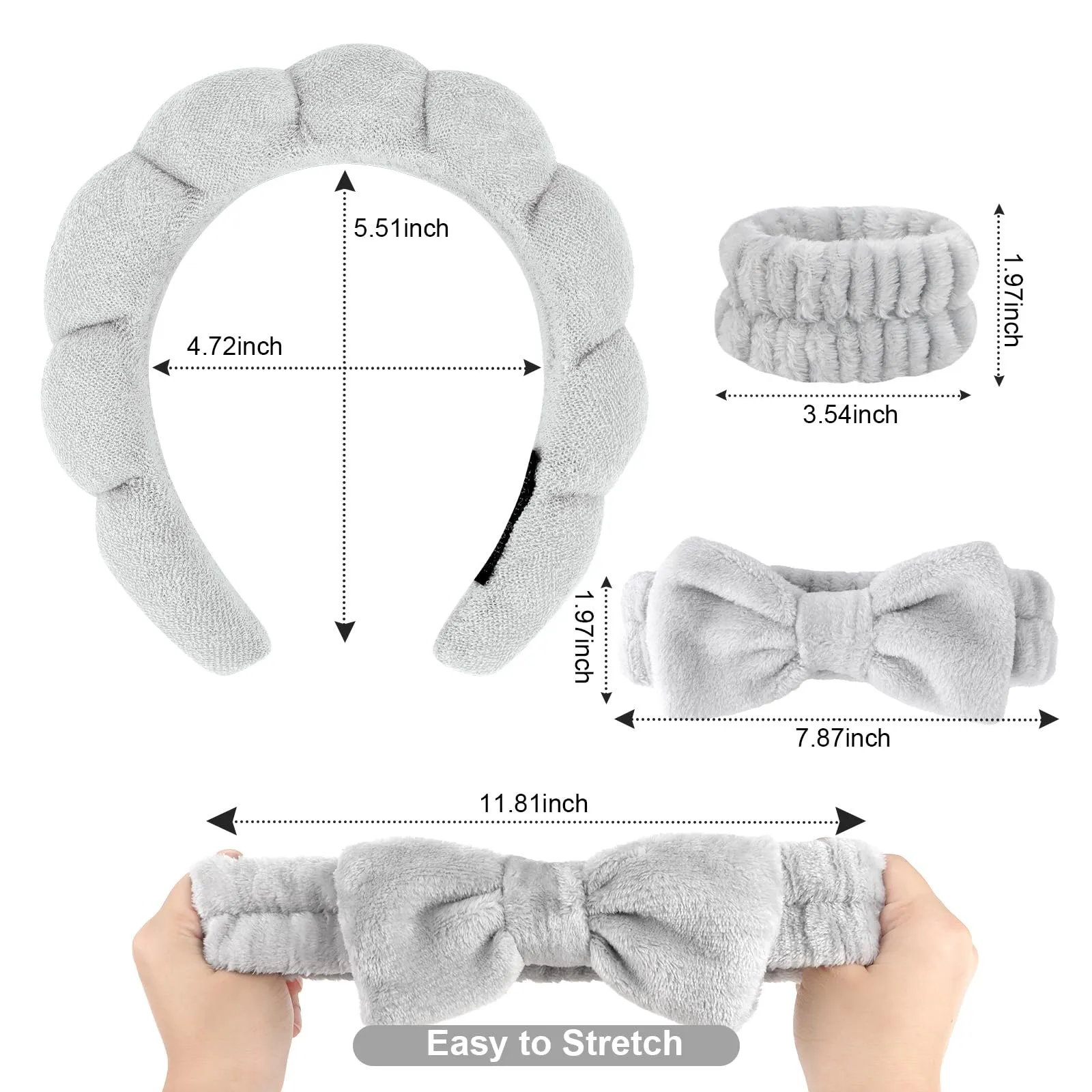ACO-UINT 6Pcs Spa Headbands and Wrist Bands Set, Skincare Terry Cloth Makeup Headbands, Face Wash Sponge Headbands, Hair Bands for Face Washing