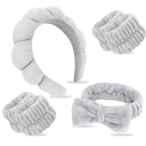 ACO-UINT 6Pcs Spa Headbands and Wrist Bands Set, Skincare Terry Cloth Makeup Headbands, Face Wash Sponge Headbands, Hair Bands for Face Washing