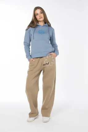 AERO FLORAL EMBROIDERED JOGGER SWEATPANTS-VINTAGE KHAKI