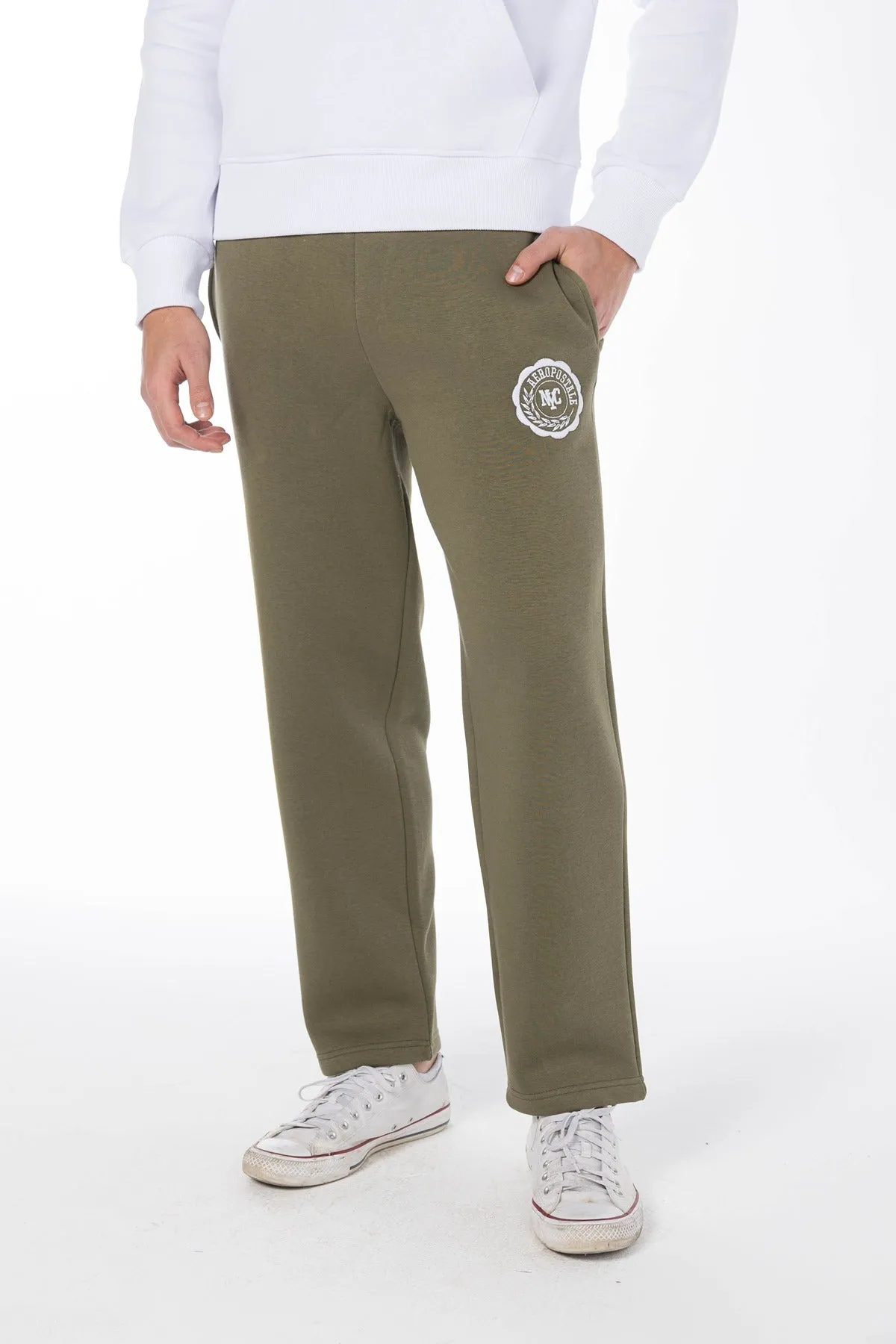AEROPOSTALE NY SHIELD JOGGER SWEATPANTS-WILDCAT KHAKI