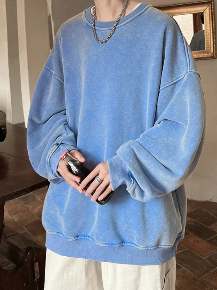 Aidase Men Sweatshirts Baggy Students American Style 4 Color Versatile Leisure Long Sleeve Round Neck Chic Cozy Advanced Handsome Soft
