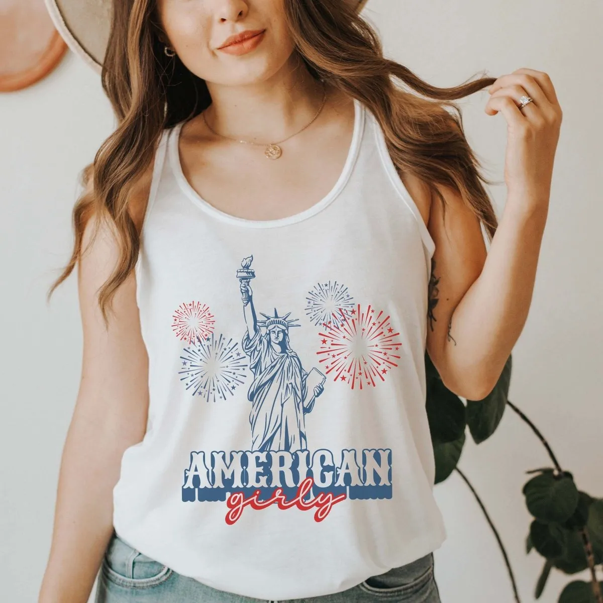 American Girly Statue of Liberty Bella Flowy Tank