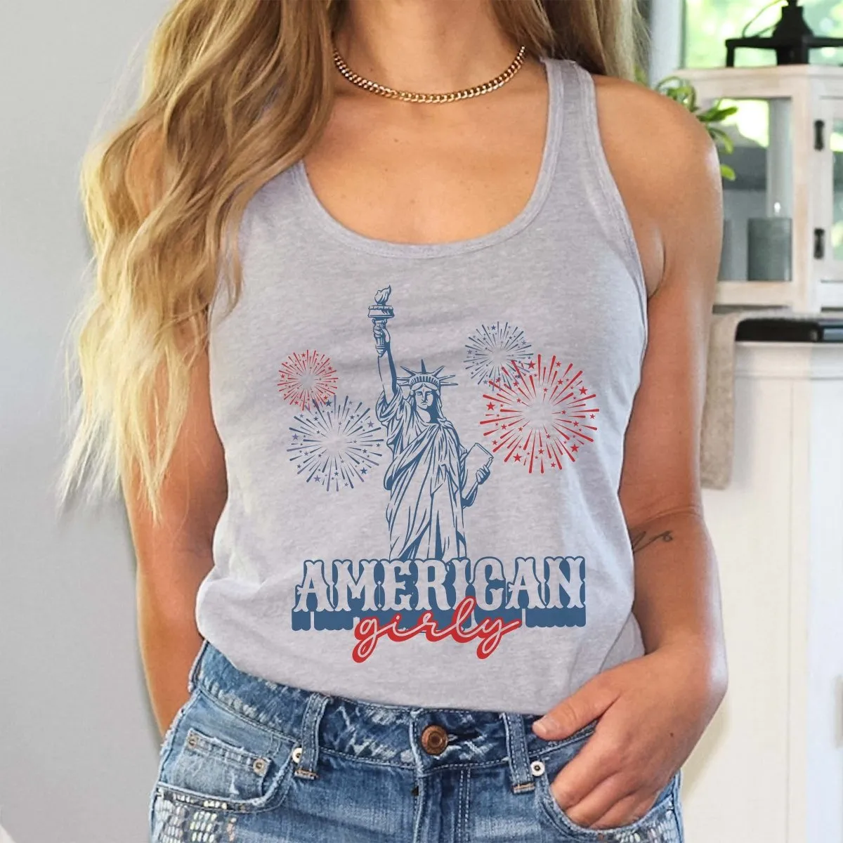 American Girly Statue of Liberty Bella Flowy Tank