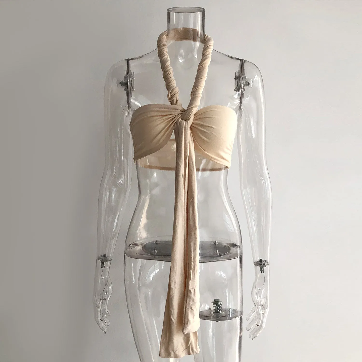 Apricot Sexy Open Back Halter Top
