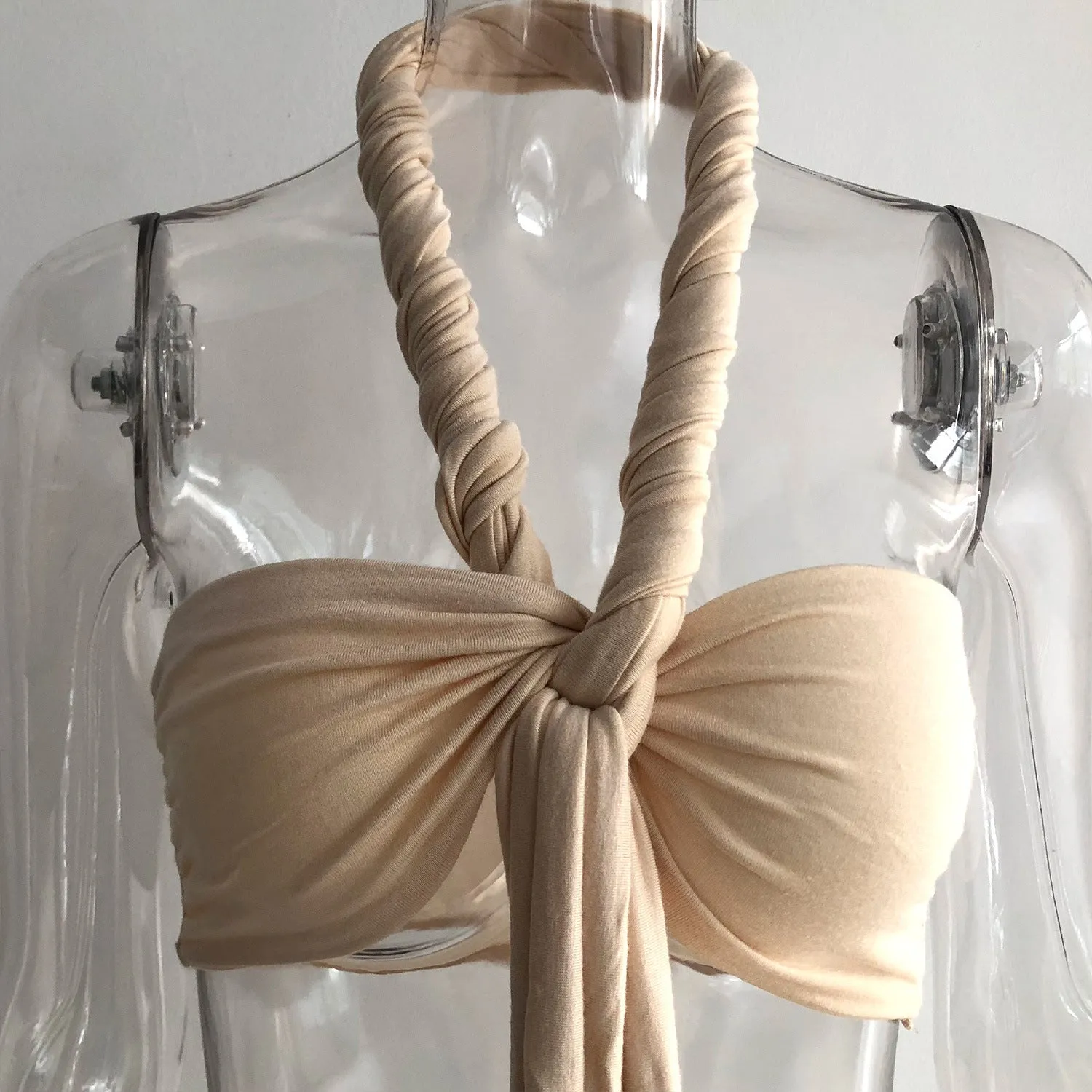 Apricot Sexy Open Back Halter Top
