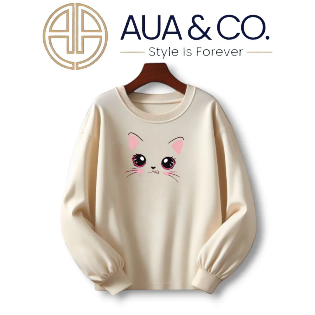 AUA&CO Pack Of 3 Women Sweatshirts - Black, Pink, Cream Beige With Unique Prints 🌸 |