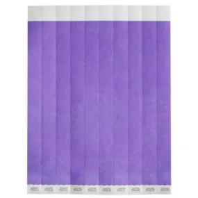 Bar Maid WB-100PU-S No Tear Wristbands, 3/4"W X 9.5"L Tyvek, Sequentially Numbered — Purple Solid, 500 Bands/Pack