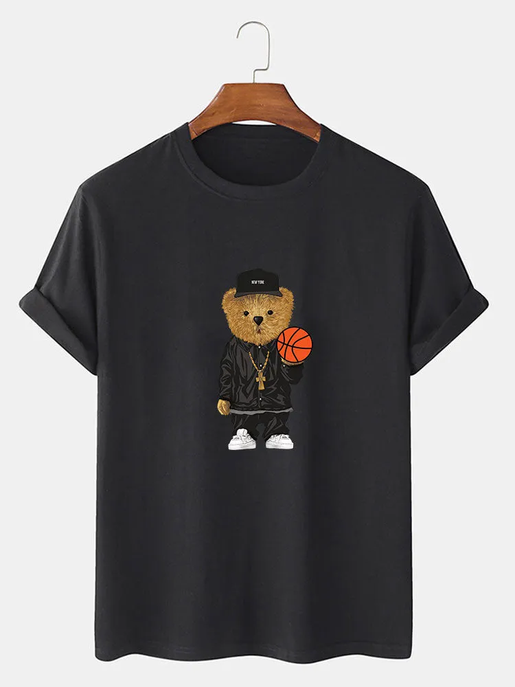Basketball Bear Print T-Shirt & Jogger Pants