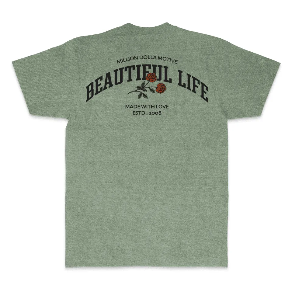 Beautiful Life - Olive Vintage Dye T-Shirt