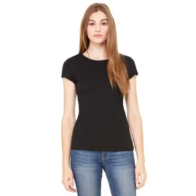 Bella   Canvas Women's Black Sheer Mini Rib Short-Sleeve T-Shirt