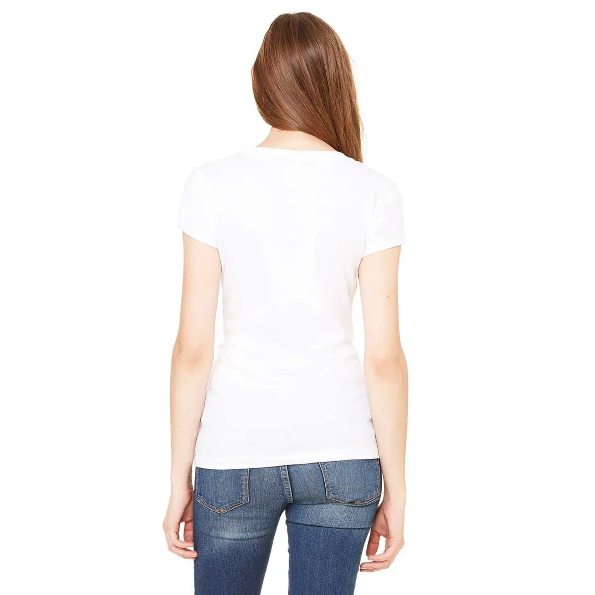 Bella   Canvas Women's White Sheer Mini Rib Short-Sleeve T-Shirt