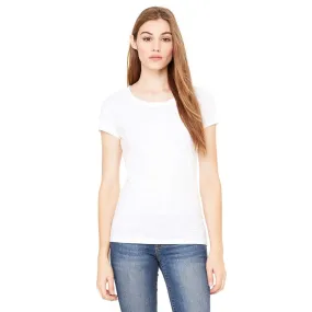 Bella   Canvas Women's White Sheer Mini Rib Short-Sleeve T-Shirt