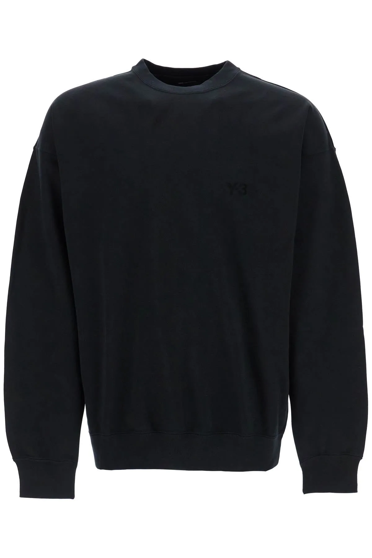 black cotton crewneck sweatshirt with tone-on-tone logo JN4926 BLACK