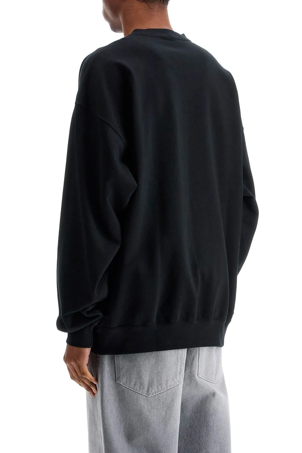 black cotton crewneck sweatshirt with tone-on-tone logo JN4926 BLACK