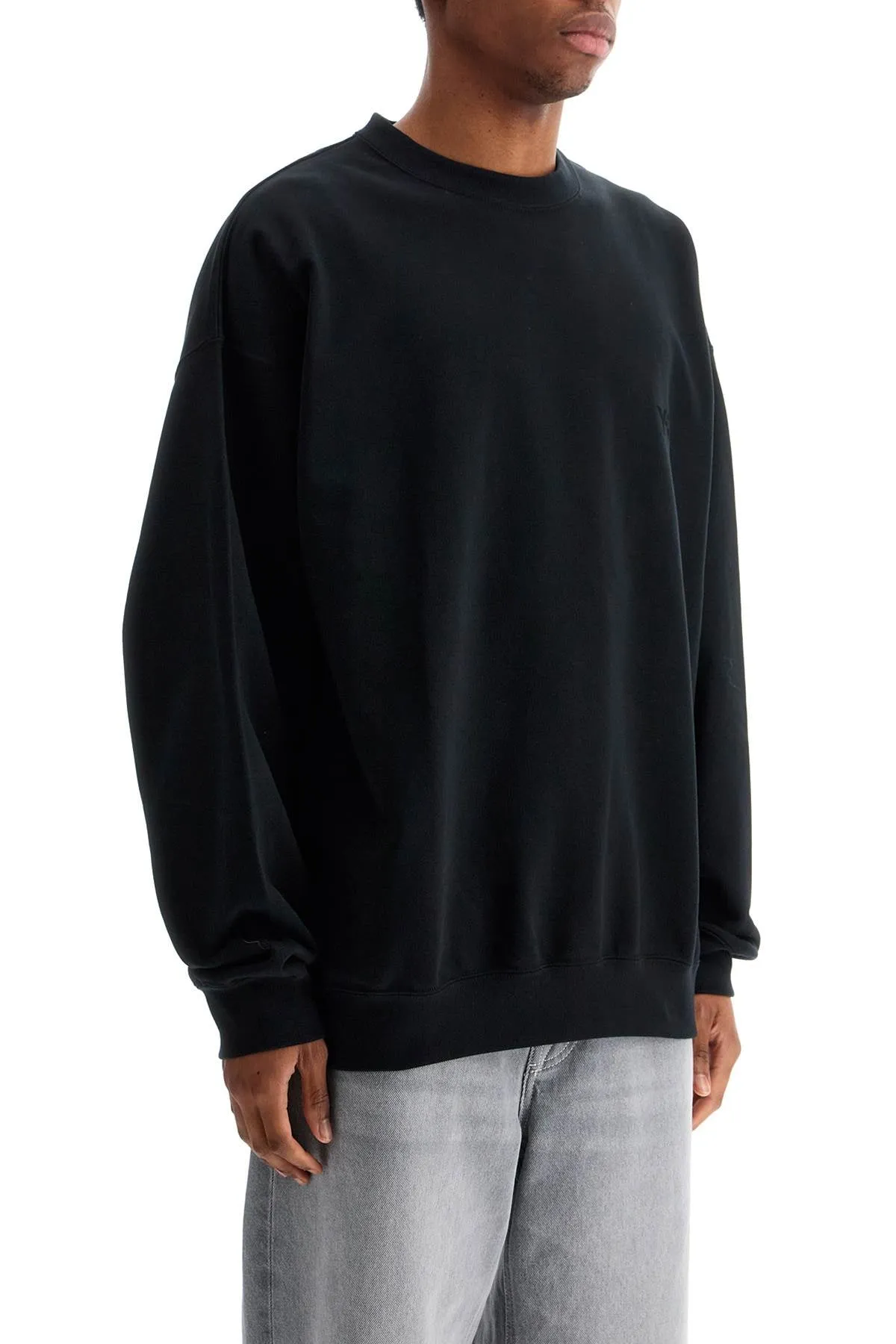 black cotton crewneck sweatshirt with tone-on-tone logo JN4926 BLACK