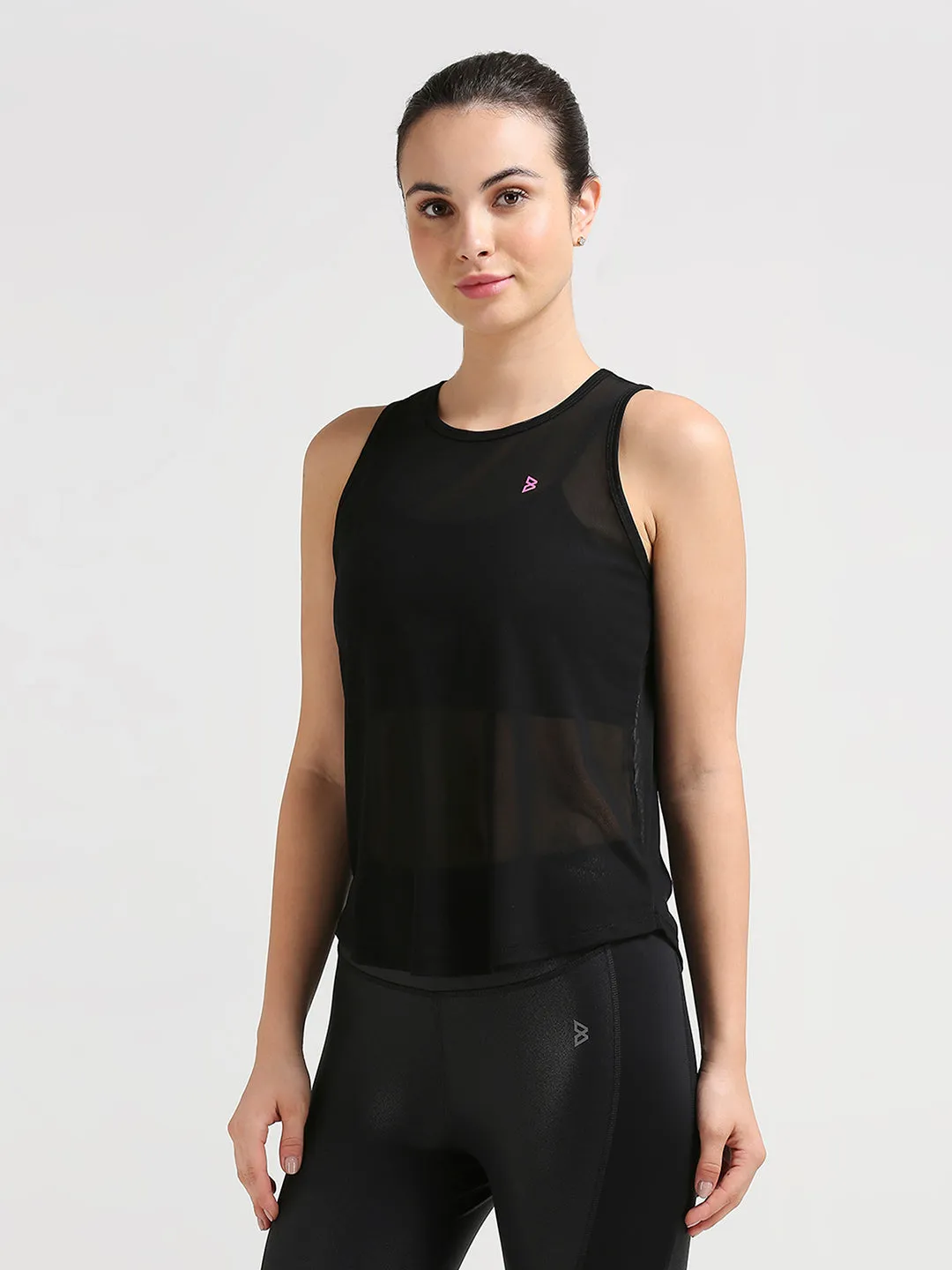 Black Mesh Open Back Tank