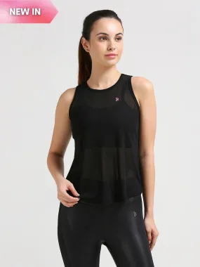 Black Mesh Open Back Tank