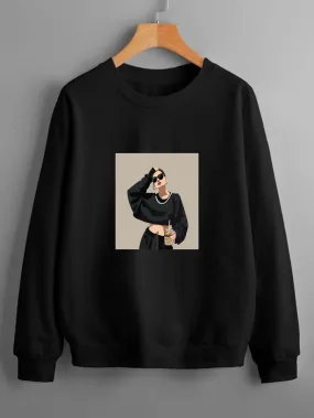BLACK NECKLACE GIRL SWEATSHIRT