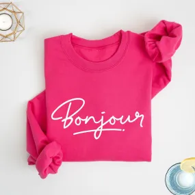 Bright Pink Bonjour Sweatshirt