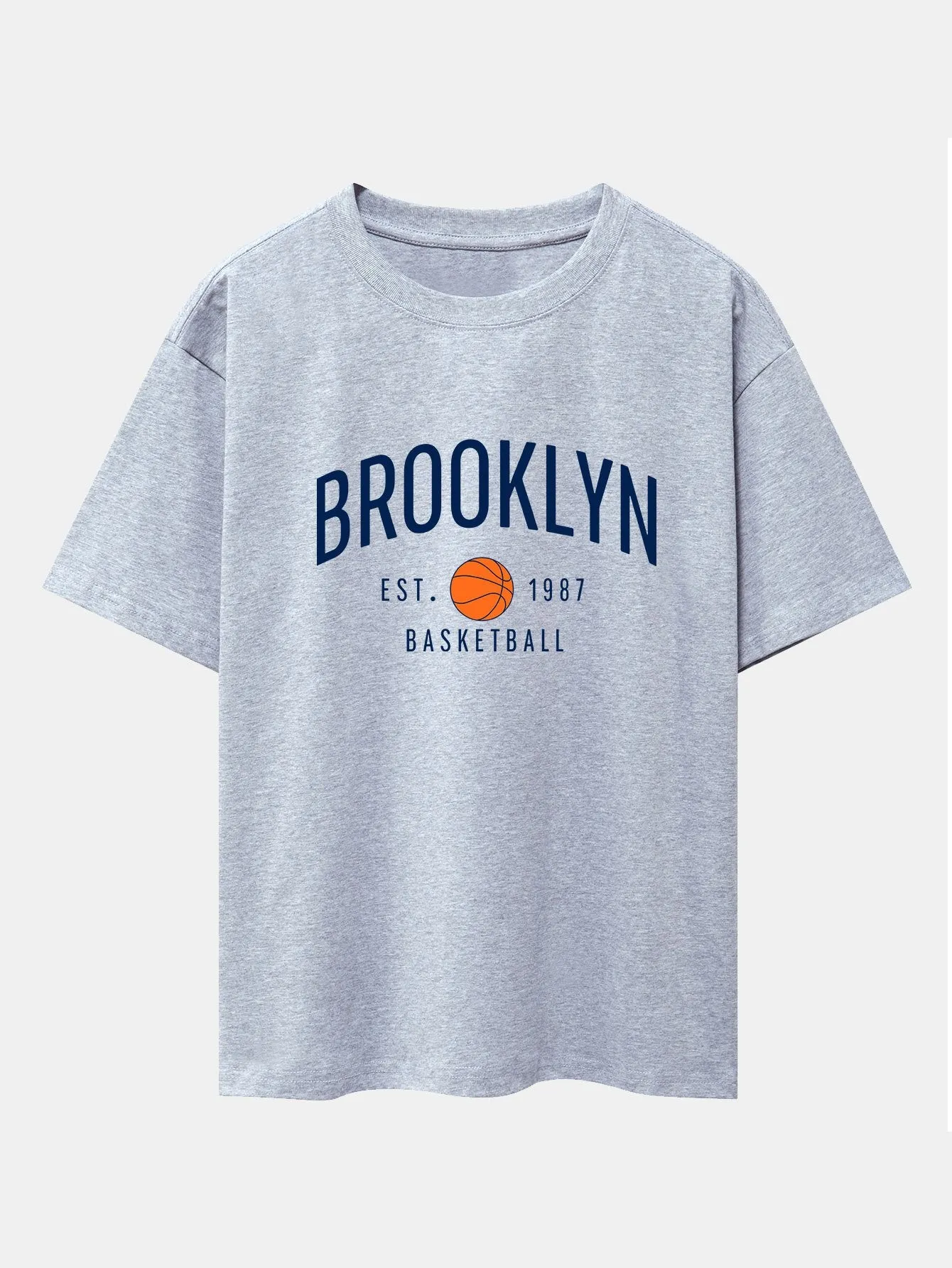 Brooklyn Basketball Print Drop Shoulder Oversize T-Shirt