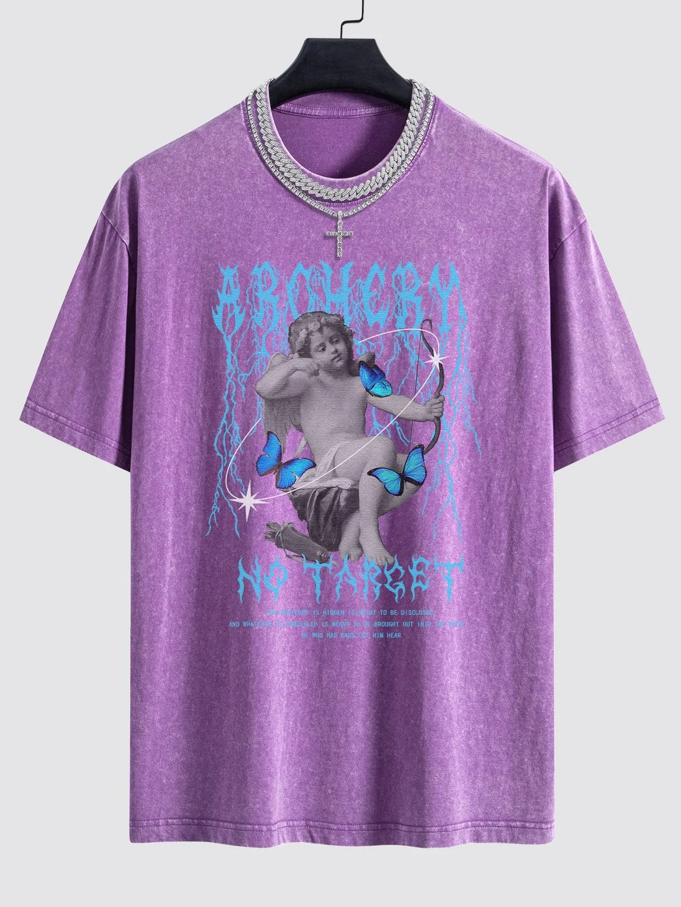 Character Slogan Print Washed Drop Shoulder Oversize T-Shirt