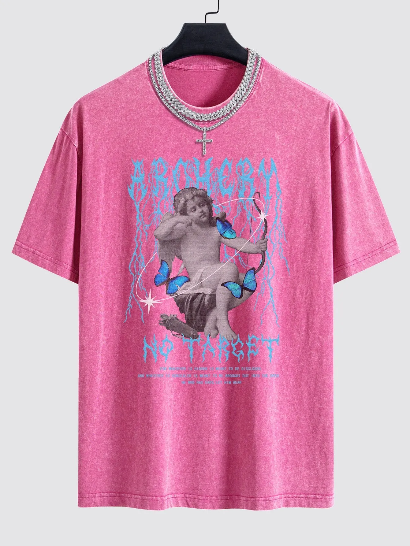 Character Slogan Print Washed Drop Shoulder Oversize T-Shirt