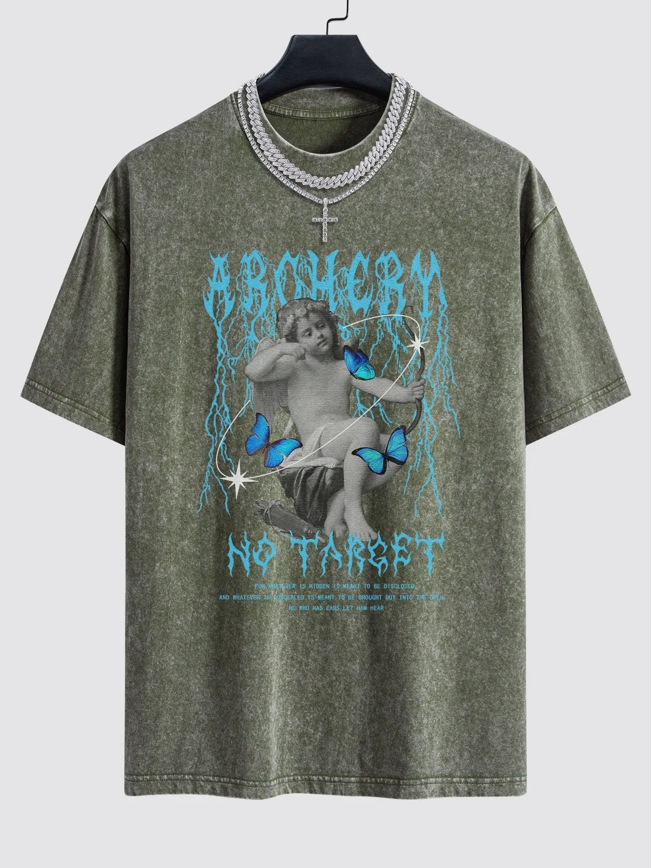 Character Slogan Print Washed Drop Shoulder Oversize T-Shirt