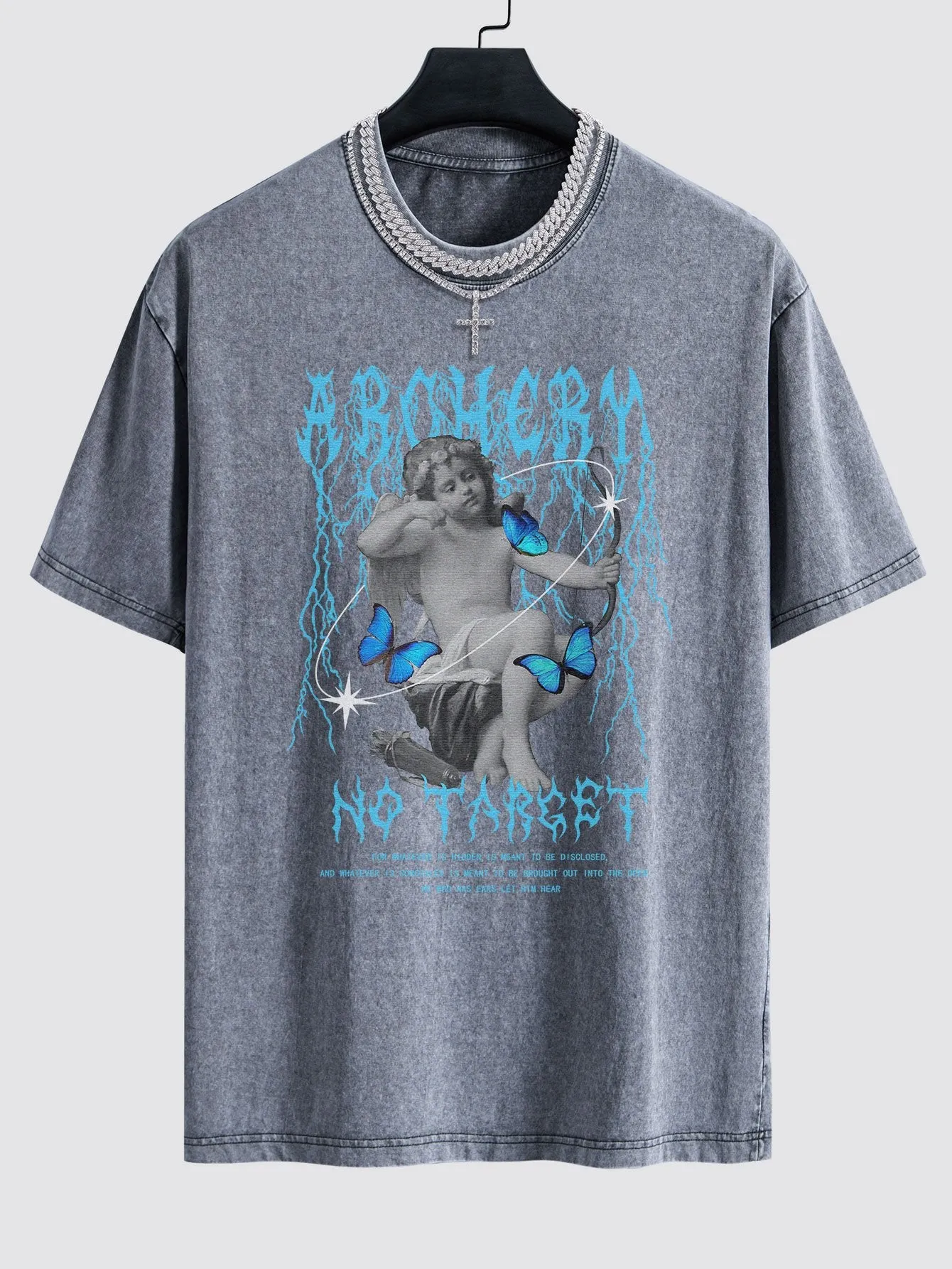 Character Slogan Print Washed Drop Shoulder Oversize T-Shirt