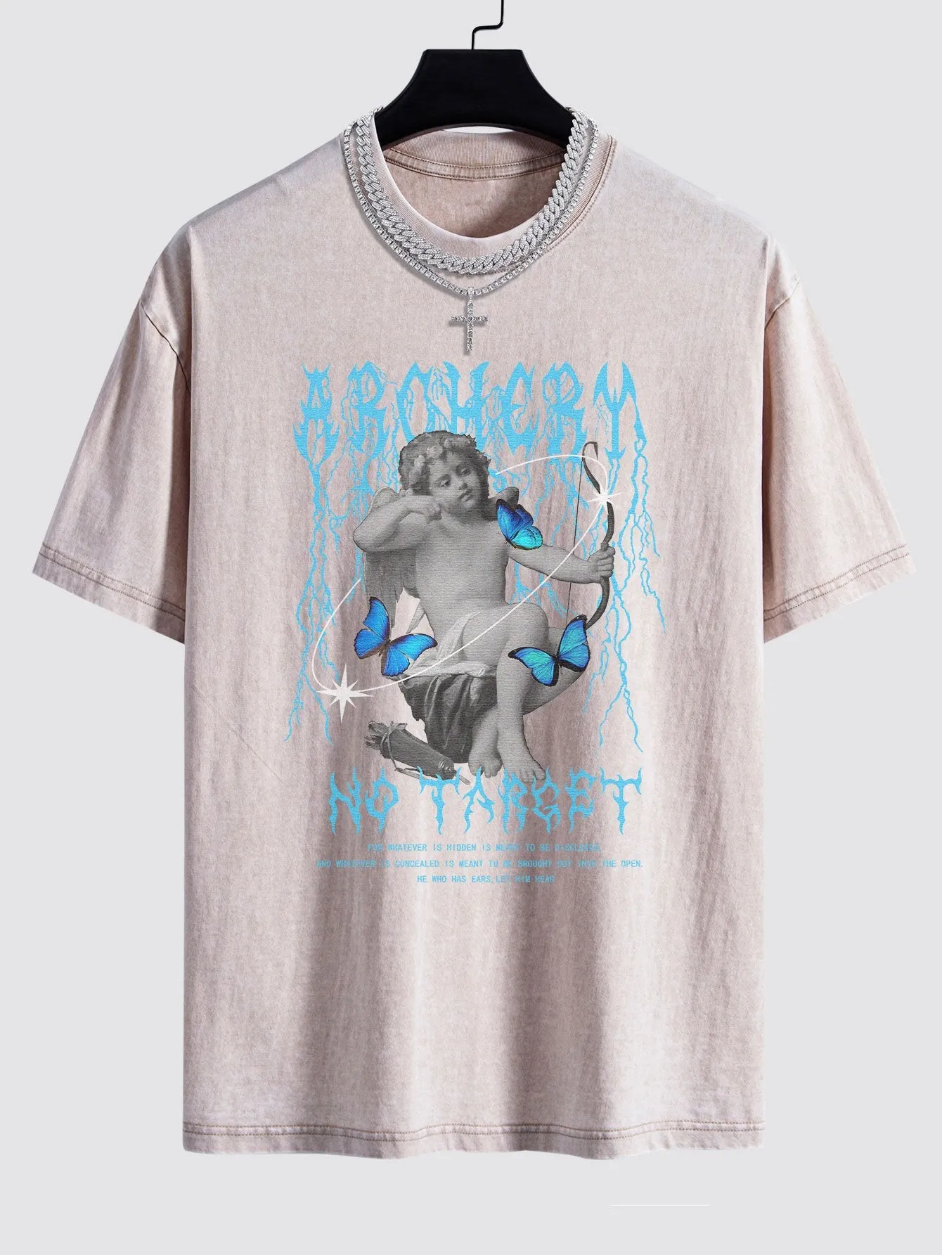 Character Slogan Print Washed Drop Shoulder Oversize T-Shirt