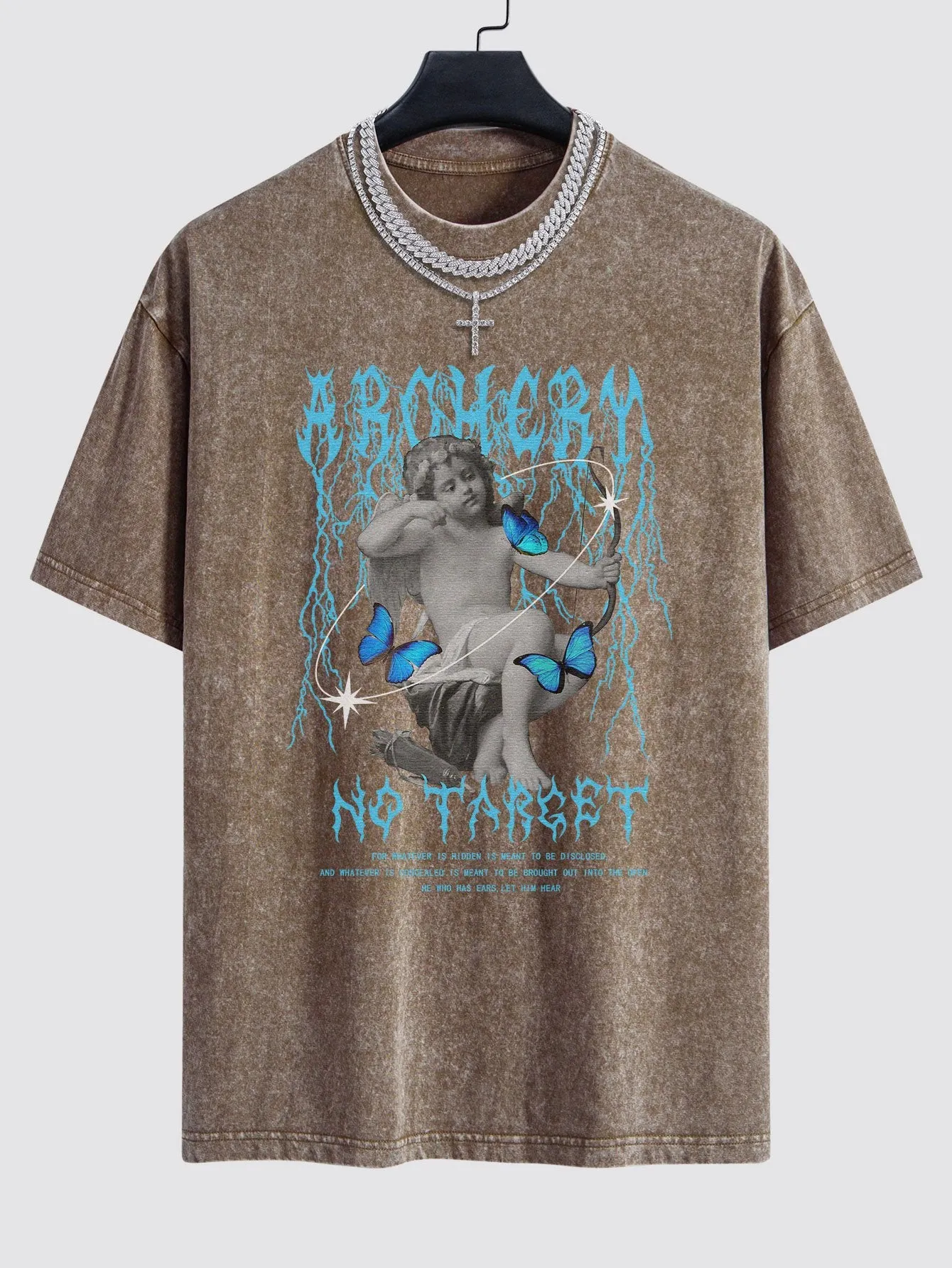 Character Slogan Print Washed Drop Shoulder Oversize T-Shirt