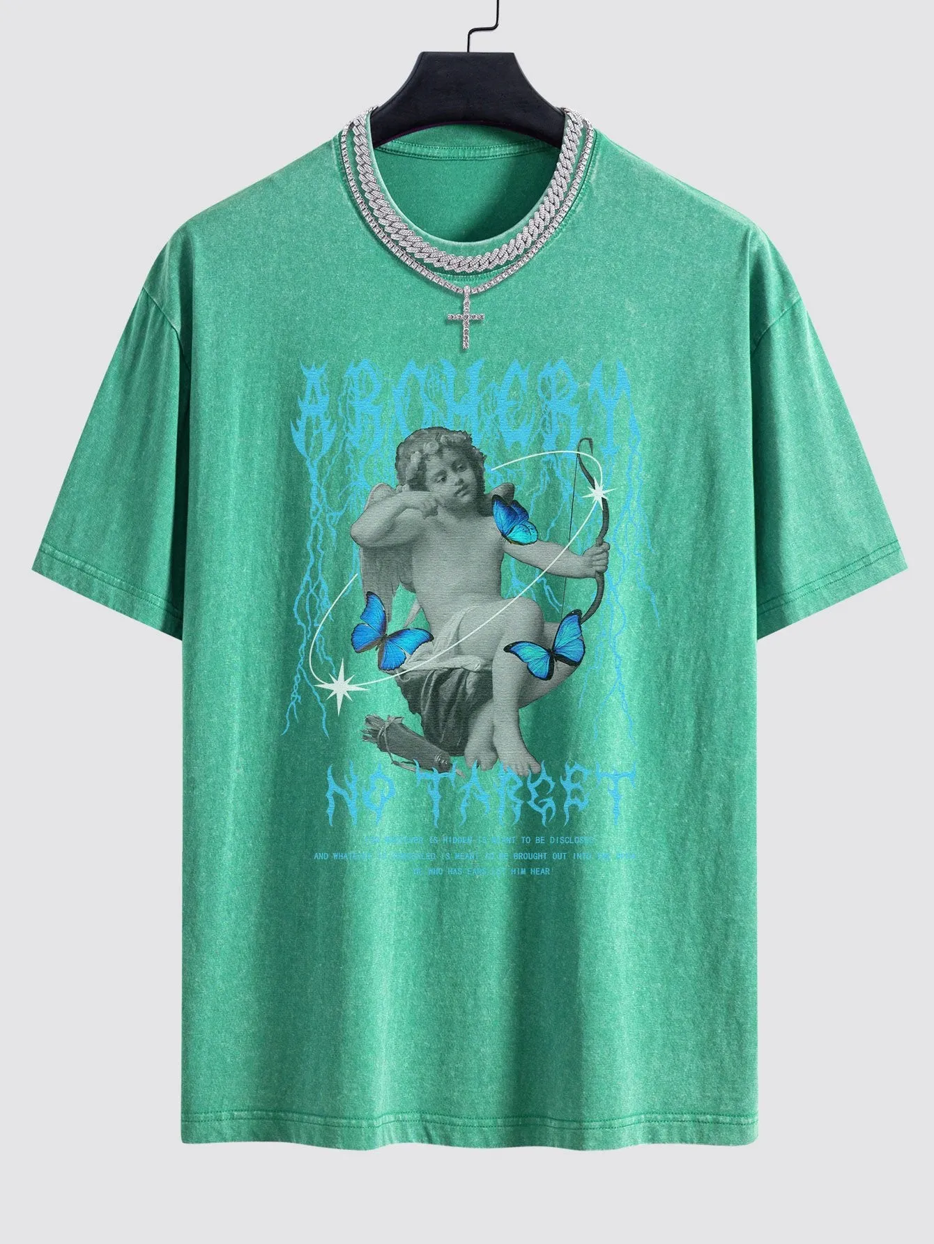 Character Slogan Print Washed Drop Shoulder Oversize T-Shirt