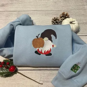 Christmas Gnomes Embroidery Sweatshirt, Women's Embroidered Sweatshirts