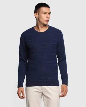 Crew Neck Indigo Textured Sweater - Erin