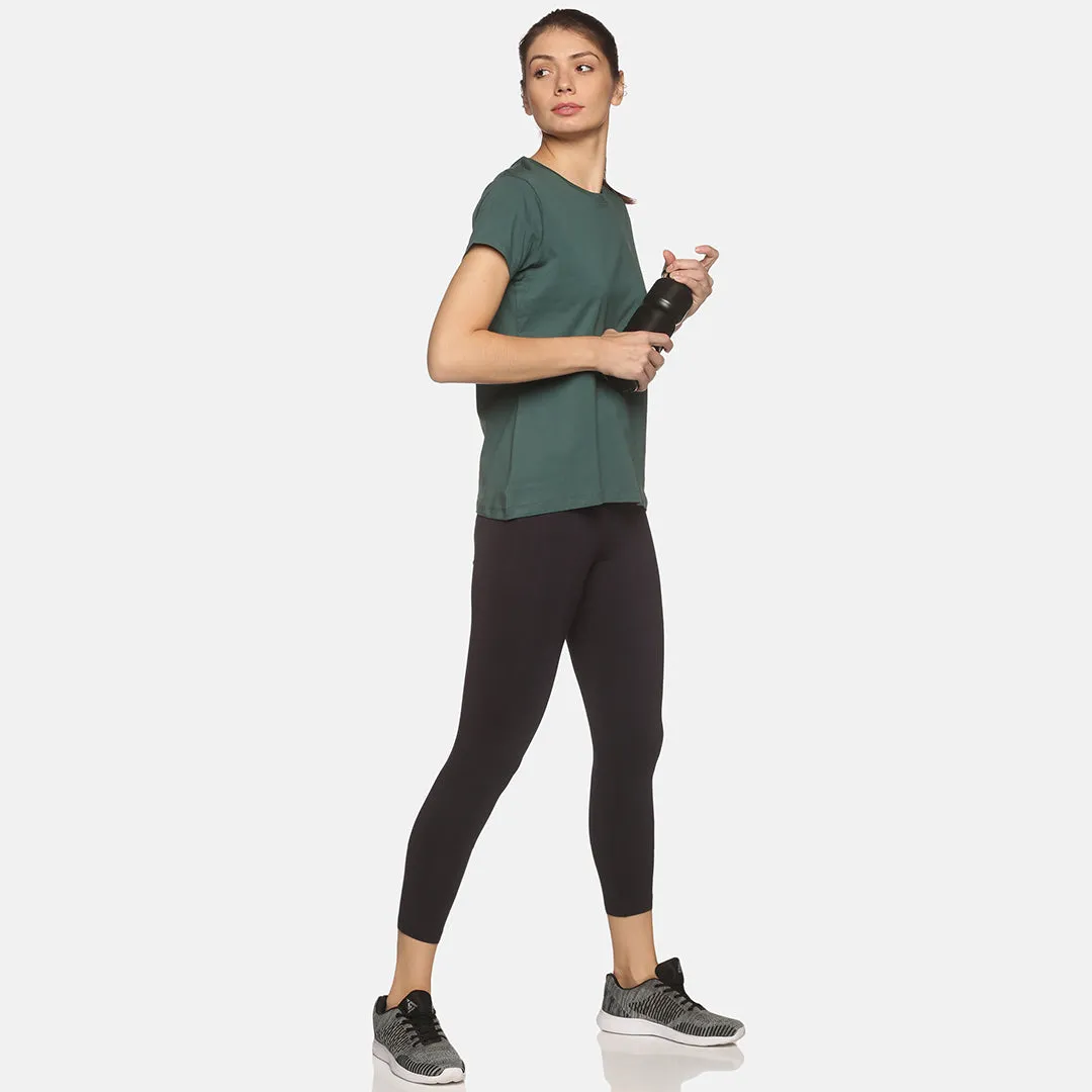 Crew Neck Solid T-Shirt - Pine Green