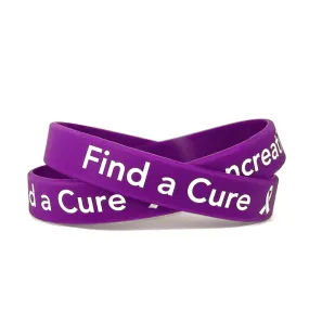 Find a Cure - Pancreatic Cancer  purple wristband white letters - Adult 8"