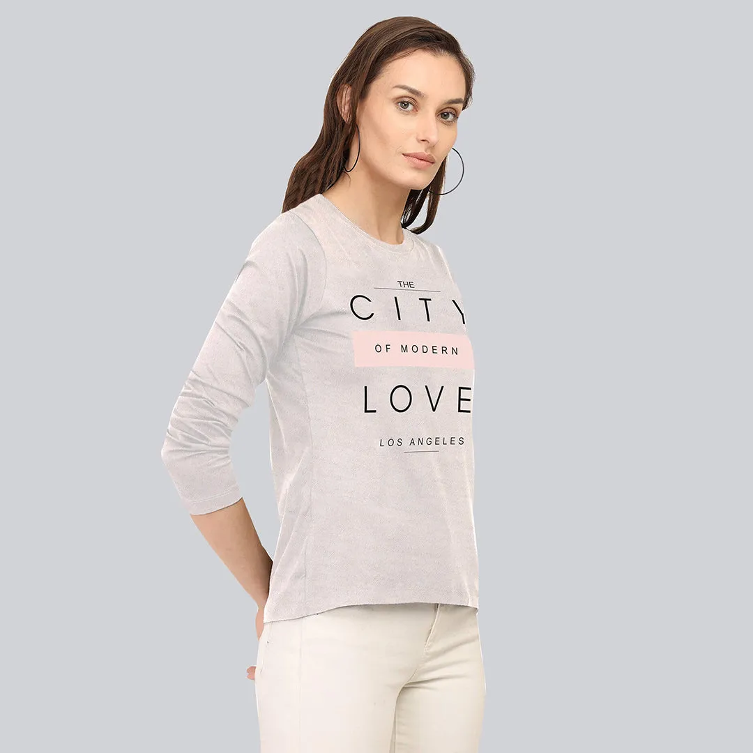 Graphic Printed Full Sleeve T-Shirt - Heather Grey