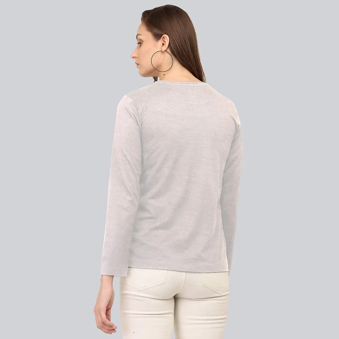 Graphic Printed Full Sleeve T-Shirt - Heather Grey