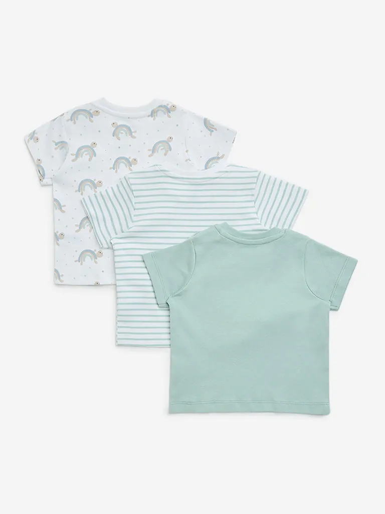 HOP Baby Sage Printed Cotton T-Shirts - Pack of 3