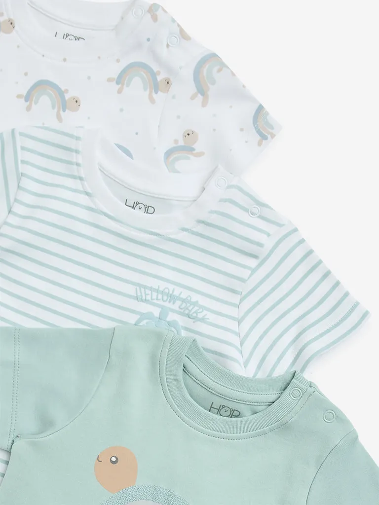 HOP Baby Sage Printed Cotton T-Shirts - Pack of 3