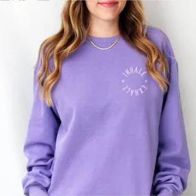 Inhale Exhale Lavender Pocket Design Sweatshirt