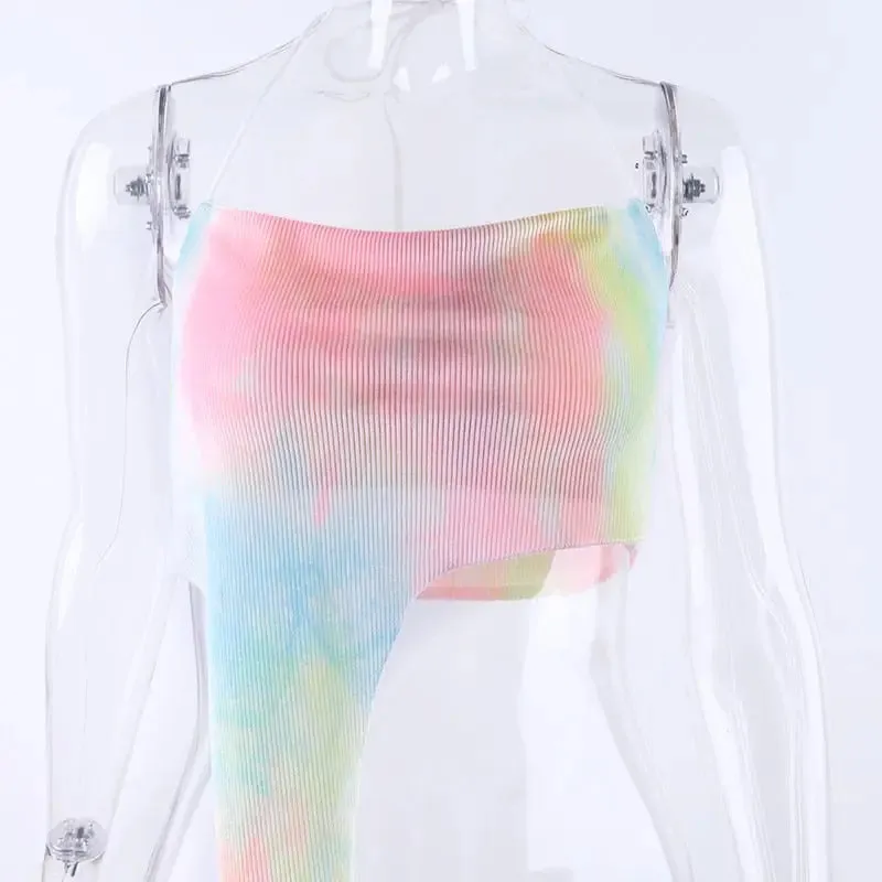 Irregular Halter Open Back Camisole Top