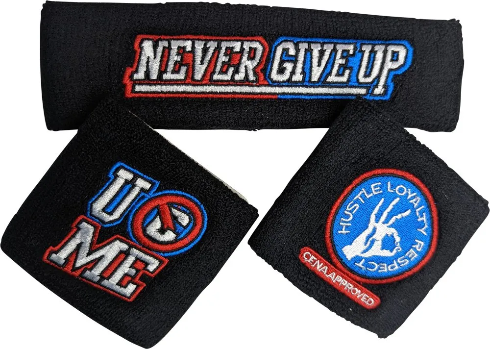JOHN CENA Black Headband Wristbands Set WWE