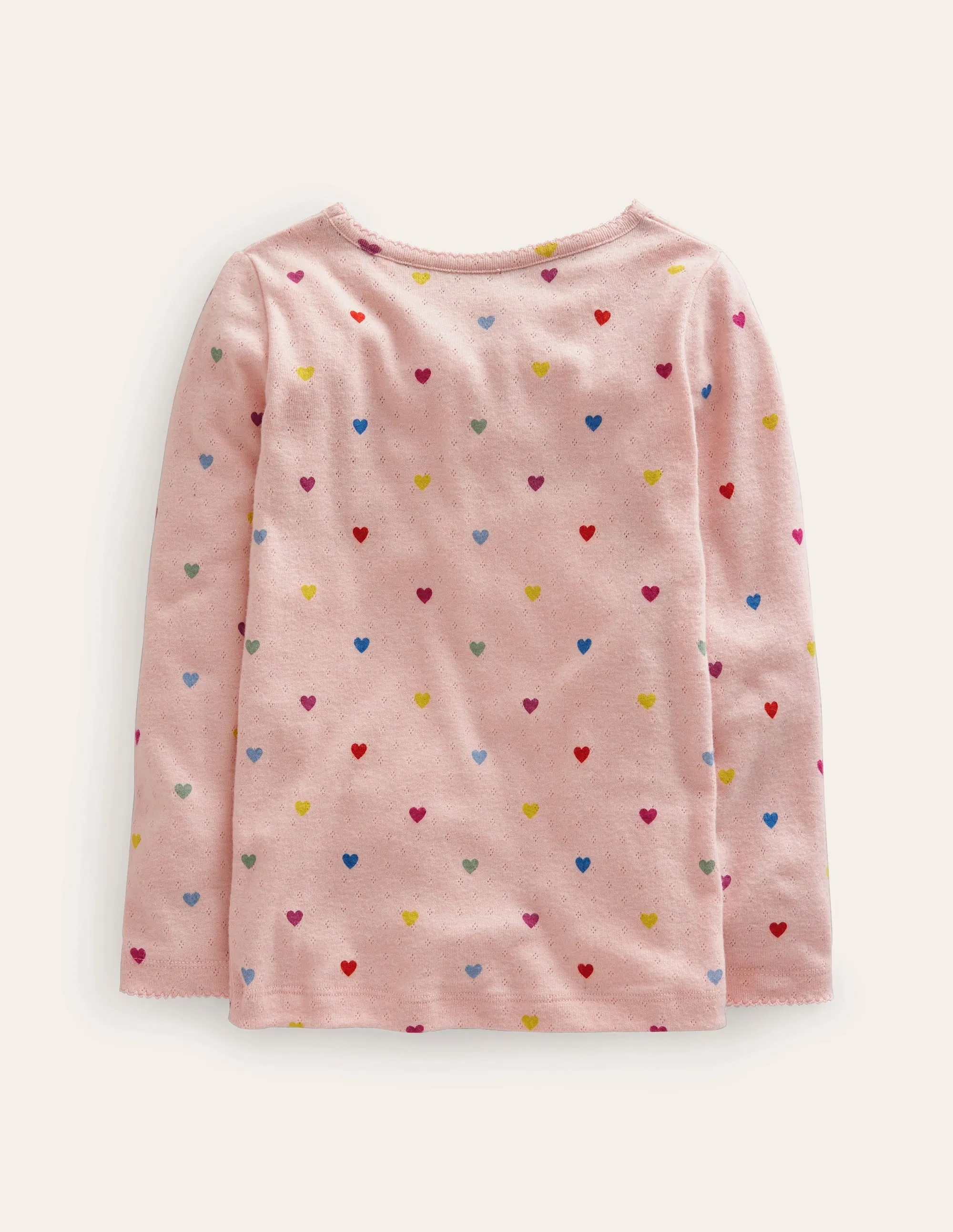Long Sleeve Pointelle Top-Provence Pink Hearts
